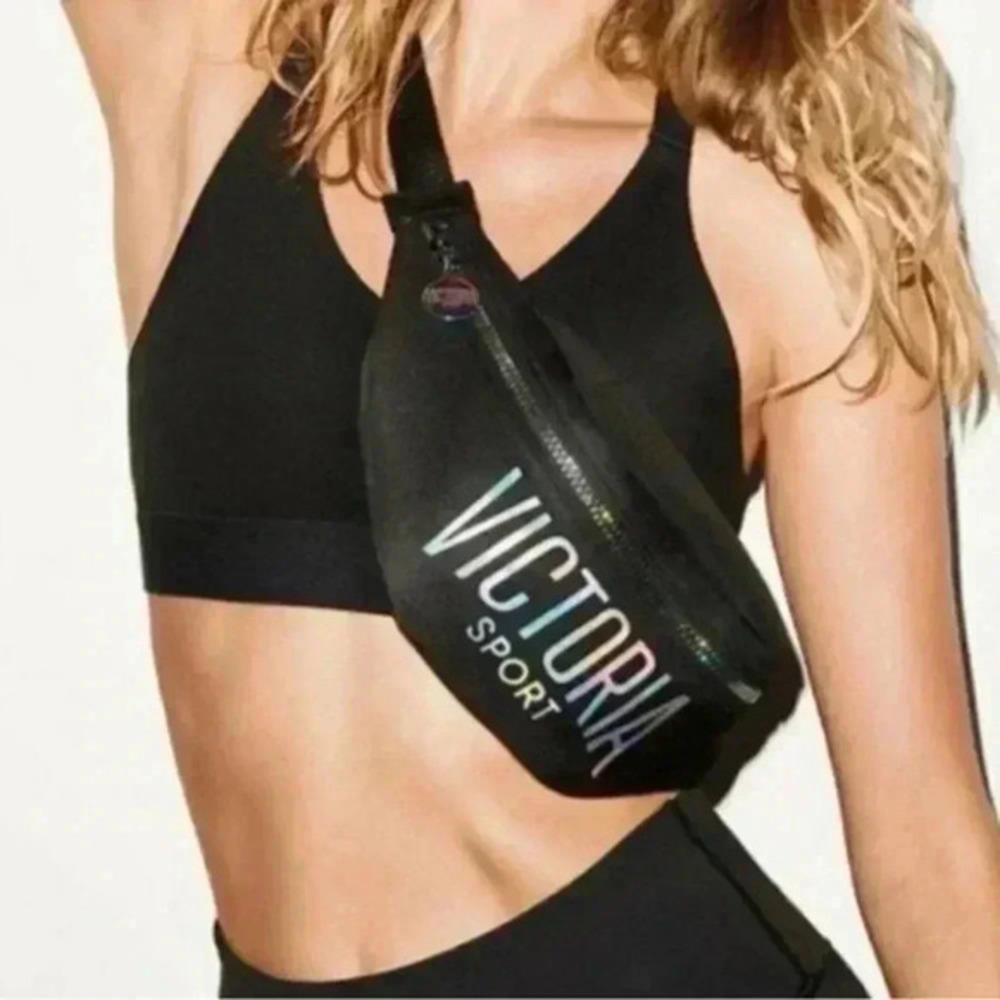 NWOT BLACK AND RAINBOW  VICTORIA SPORT FANNY PACK PURSE BAG